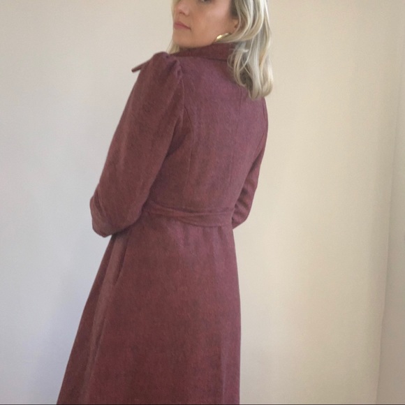 Vintage Style Burgundy Red/Pink/Purple Belted Coat - Picture 5 of 16